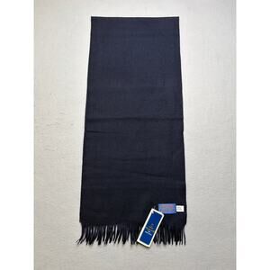 Vintage Pendleton 100% Virgin Wool Scarf Navy Blue Fringe Made In USA NWT